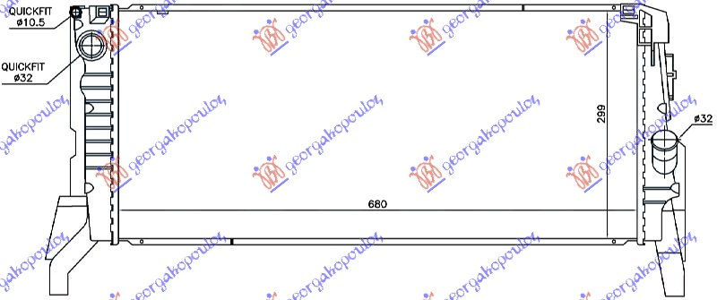 Radiator për motor 2.0 (220i F46 GT) benzinë (marsh manual) (688x299x27) (KOYO)