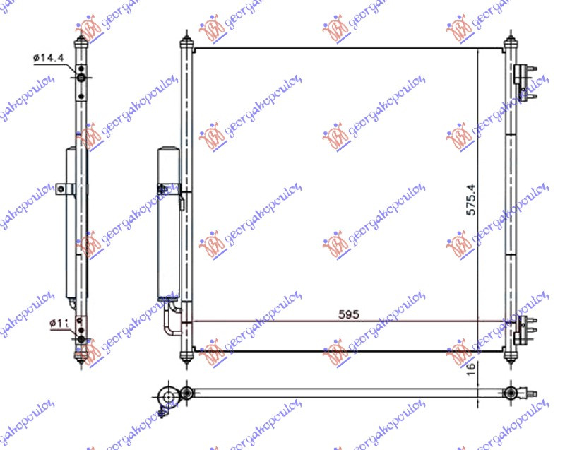 Radiator i kondicionerit të gjithë modelet benzinë/dizel (595x575x16)