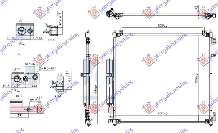 Radiator për kondicioner 3.0 D (motor 30DDTX) dizel (595x570x12)