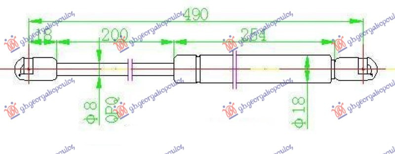 Amortizues (një) për derën e bagazhit karavan (490.5L-480N)