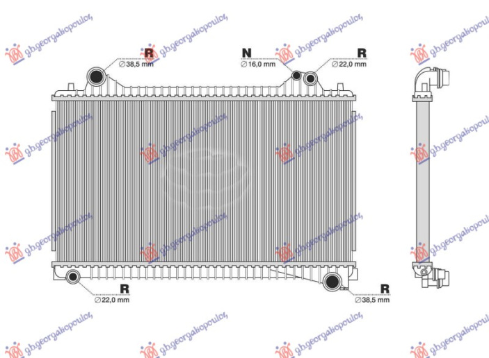 Radiator për motor 2.0 dizel-hibrid (marsh manual/automatik) (720x485x26)