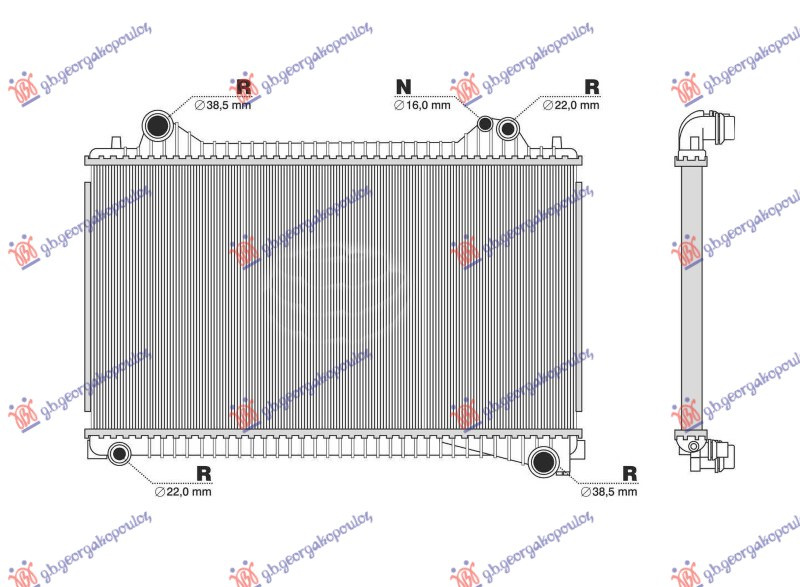 Radiator për motor 2.0 dizel-hibrid (marsh manual/automatik) (720x485x26)