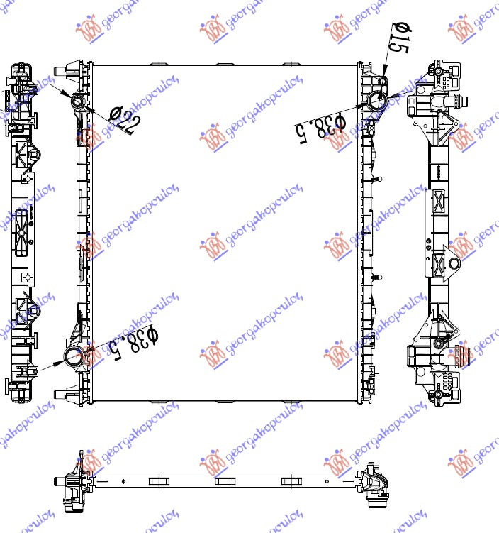 Radiator për motor 2.0 benzinë/hibrid - 2.0 TD dizel