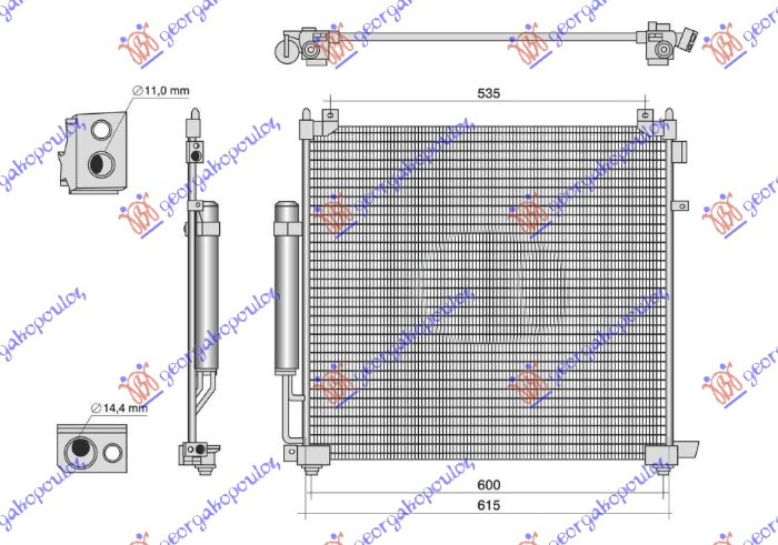Radiator i kondicionerit 2.0 benzinë - 2.0 benzinë/hibrid (631x572)