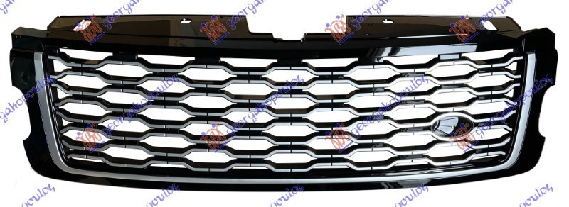 Maskë pvc/grilë me ngjyrë të zezë me kornizë të argjendtë