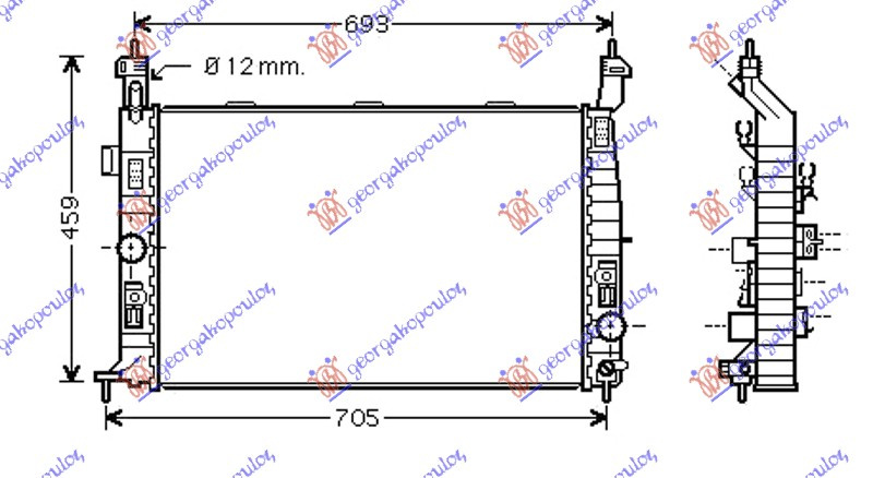 Radiator për motor 1.7 CDTi dizel (marsh manual) (610x360x26)