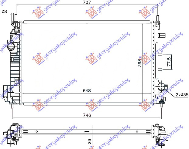 Radiator për motor 1.9 TTiD (65x42)