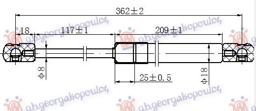 Amortizues (një) për derën e bagazhit (362L-390N)
