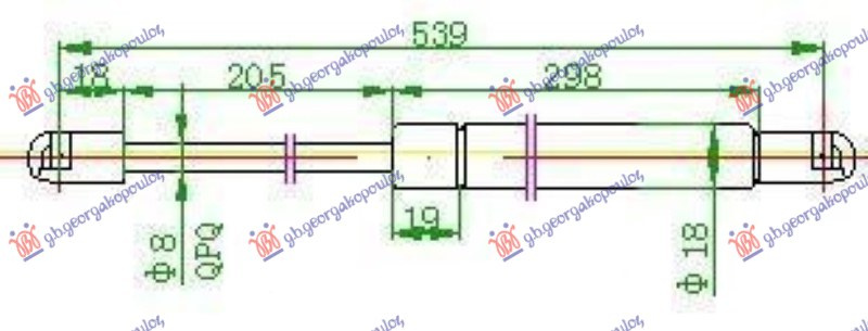 Amortizues (një) për derën e bagazhit (540L-520N)