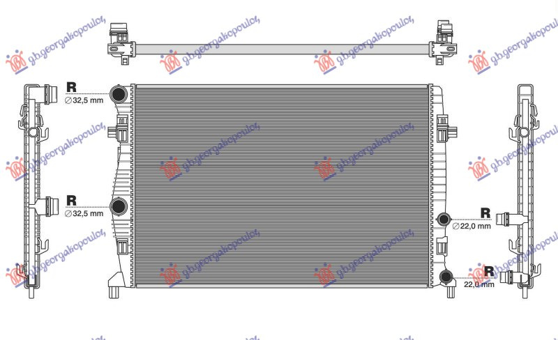 Radiator për motor 1.0 TGI-1.0 TSI benzinë - 1.6 TDI dizel (marsh manual/automatik) (650x439) (VALEO)