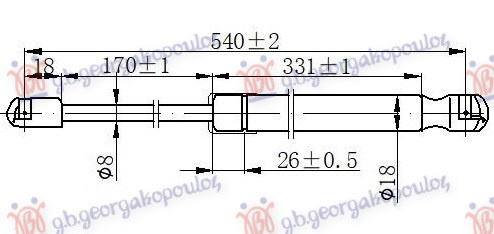 Amortizues (një) për derën e bagazhit (538L-650N)
