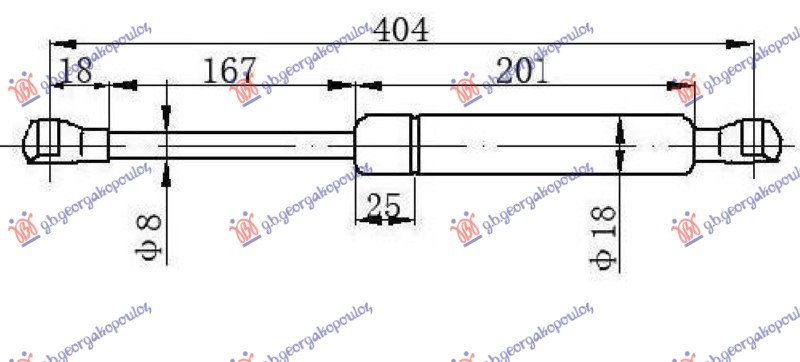 Amortizues (një) për derën e bagazhit (399L-400N)