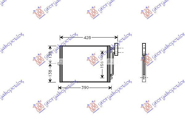 Radiator i kondicionerit 2.5-2.7-3.2 benzinë (33x27.5x16)