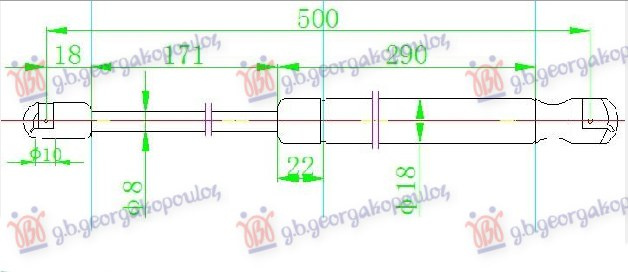 Amortizues (një) për derën e bagazhit (500L-575N)