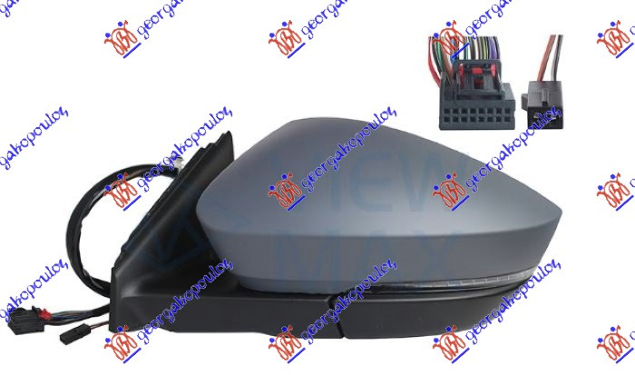 Pasqyrë elektrike me ngrohje (elektrik-me palosje) (gati për ngjyrosje) (memorie) + errësim automatik (me drita pulsuese) +Dritë + këndi i vdekur) (15 + 2 pinë) (А cilësi) (xham i lakuar)