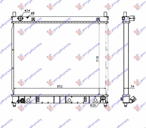 Radiator për motor 2.9 TD dizel (marsh manual) (510x660x26)
