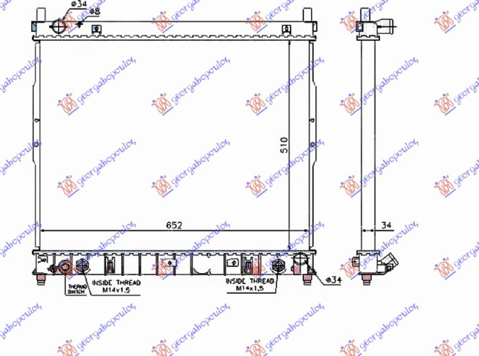 Radiator për motor 2.9 TD dizel (marsh automatik) (510x660x26)