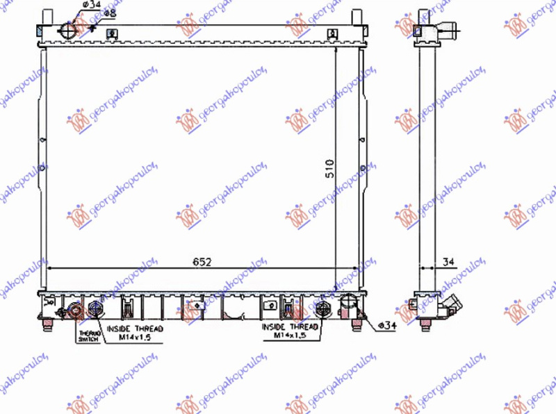 Radiator për motor 2.9 TD dizel (marsh automatik) (510x660x26)