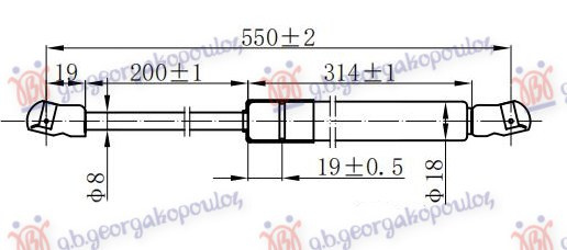 Amortizues (një) për derën e bagazhit (550L-610N)