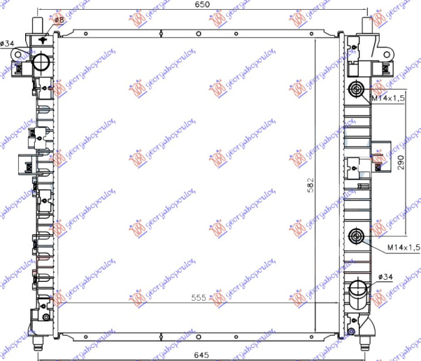 Radiator për motor 2.0 xdi dizel (marsh automatik) (555x580x26)