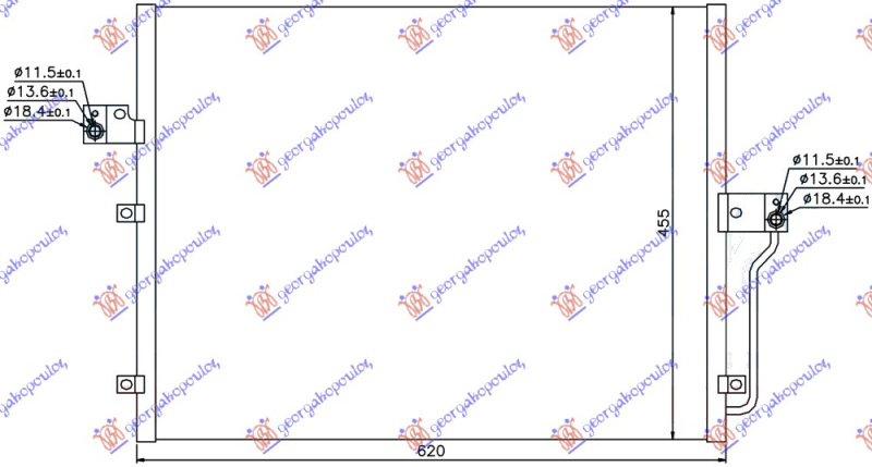 Radiator i kondicionerit 2.7 Xdi dizel (620x455x16)