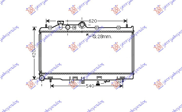 Radiator për motor 2.0 T.D (34x68.5x25)