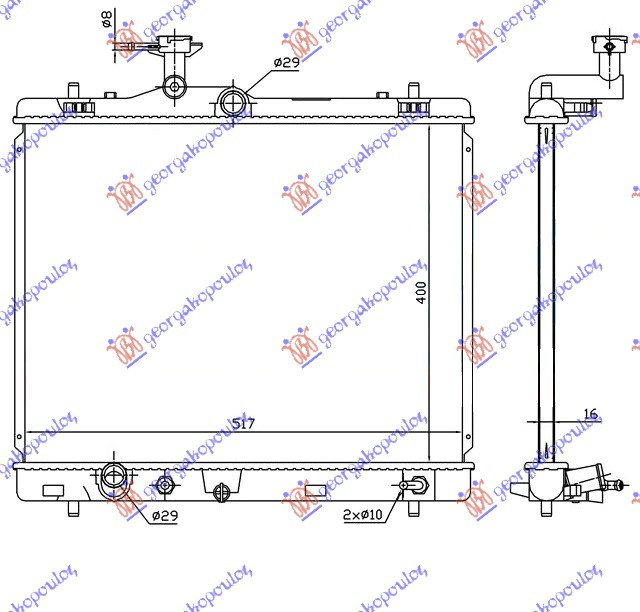 Radiator për motor 1,2 gaz. (40x54x16) (marsh automatik). (japonez)