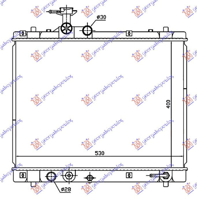 Radiator për motor 1.2 benzinë - 1.3DDiS dizel (marsh automatik) (400x530x16) (MAGYAR)