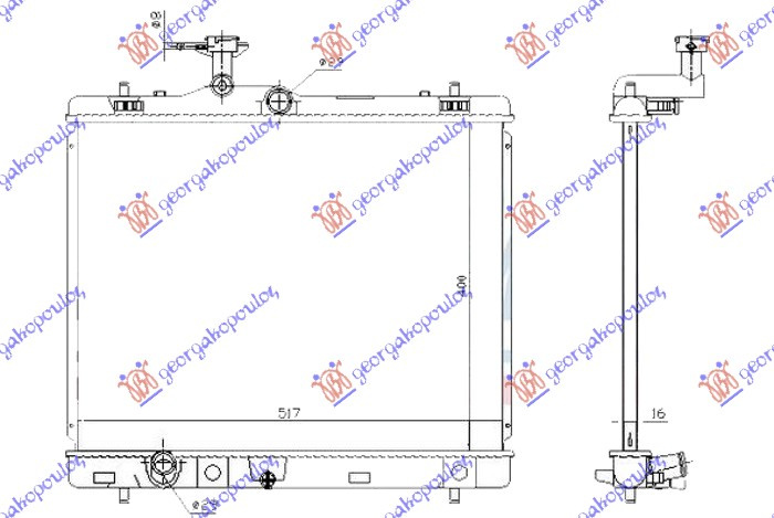 Radiator për motor 1.2-1.4-1.6 benzinë (400x540x16) (marsh manual) (japonez) (KOYO)