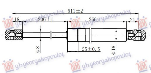 Amortizues (një) për derën e bagazhit (511L-270N)