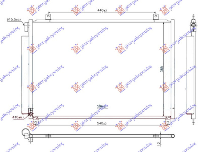 Radiator i kondicionerit 1.0-1.2 I 16v - hibrid benzinë (565x385x12)