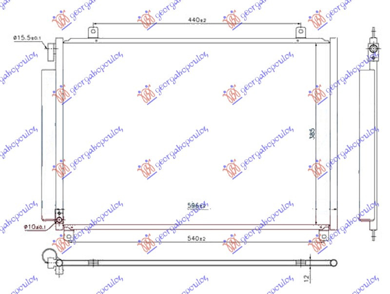 Radiator i kondicionerit 1.0-1.2 I 16v - hibrid benzinë (565x385x12)