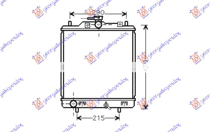Radiator për motor 1.3 benzinë (355x380x23) (KOYO)