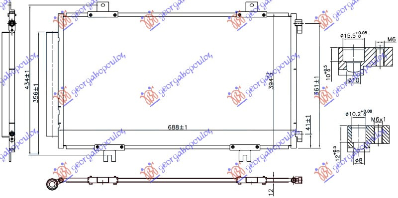 Radiator i kondicionerit 1.6 16v benzinë (688x394x12)