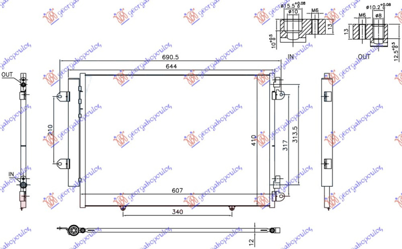 Radiator i kondicionerit 1.6 DDiS dizel (600x410x12) pa sistem START STOP
