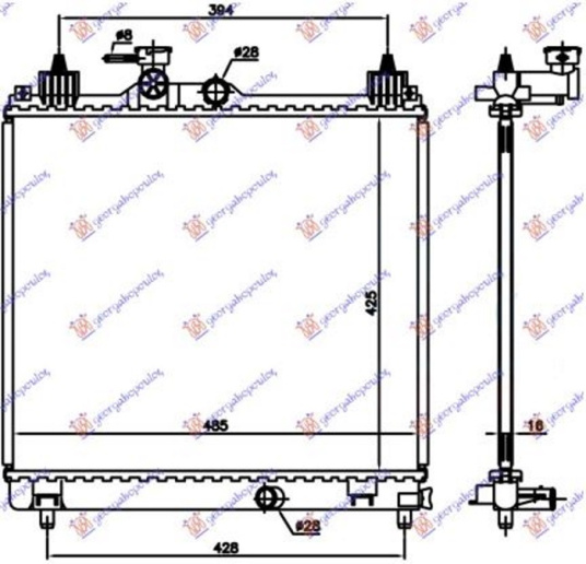 Radiator për motor 1.2 benzinë (425x485x16)