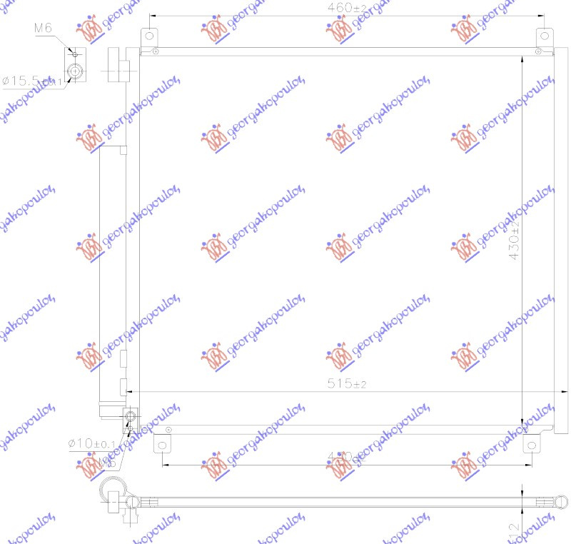 Radiator i kondicionerit 1.2 benzinë (500x430x12)