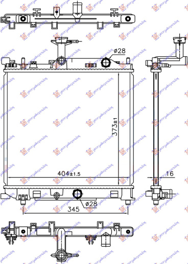 Radiator për motor 1.0 benzinë (404x373x16)