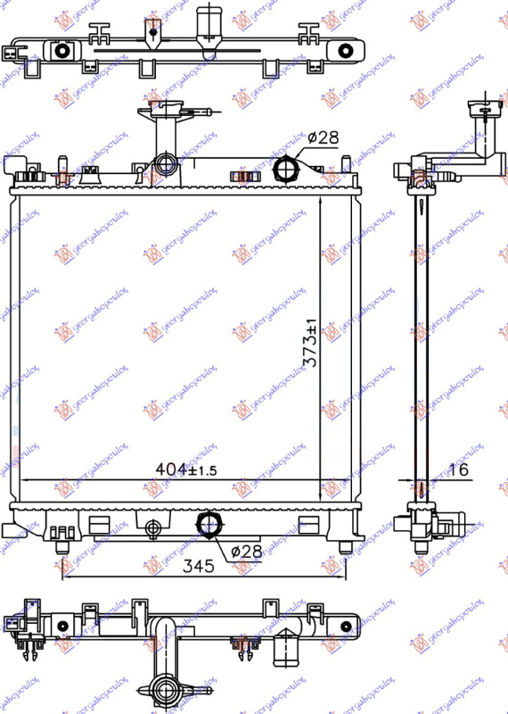Radiator për motor 1.0 benzinë (404x373x16)