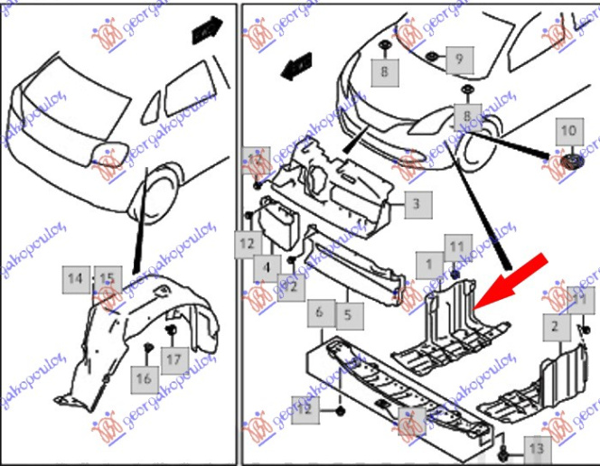 Mbrojtje/kapak nën motor (plastik)