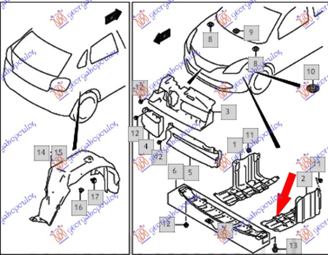 Mbrojtje/kapak nën motor (plastik)