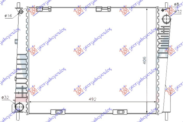 Radiator për motor 1.5 dizel (me kondicioner) (49.4x41.5x2.3) anglez (KOYO)