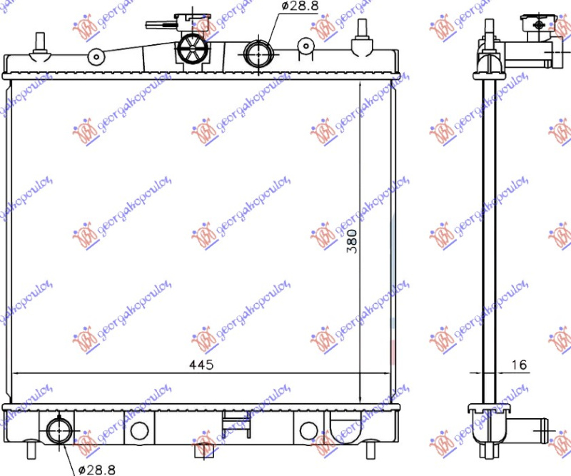 Radiator për motor 1.0-1.2-1.4-1.6 benzinë japonez