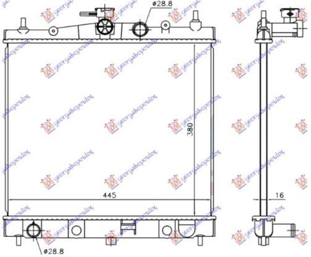 Radiator për motor 1.0-1.2-1.4-1.6 benzinë (38x44x1.6) japonez (KOYO)