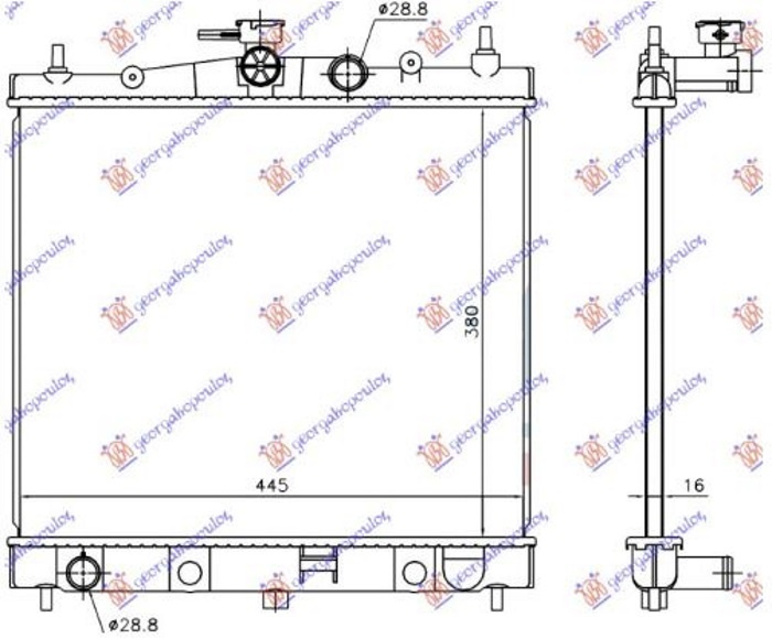 Radiator për motor 1.0-1.2-1.4-1.6 benzinë (38x44x1.6) japonez (KOYO)