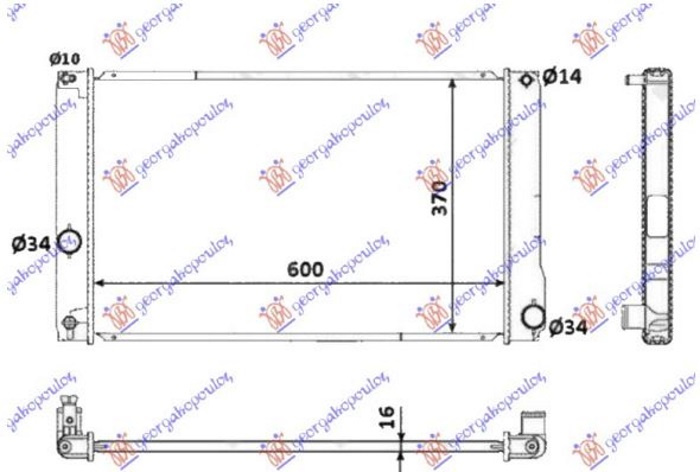 Radiator për motor 1,8 hibrid (marsh manual/automatik) (60x35x16) (KOYO)
