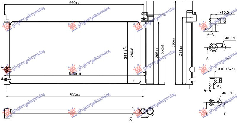 Radiator i kondicionerit 1.8i 16V hibrid (PRIUS PLUS) (670x280x20)