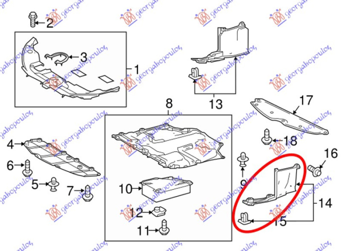 Mbrojtje/kapak nën motor (anësorë)