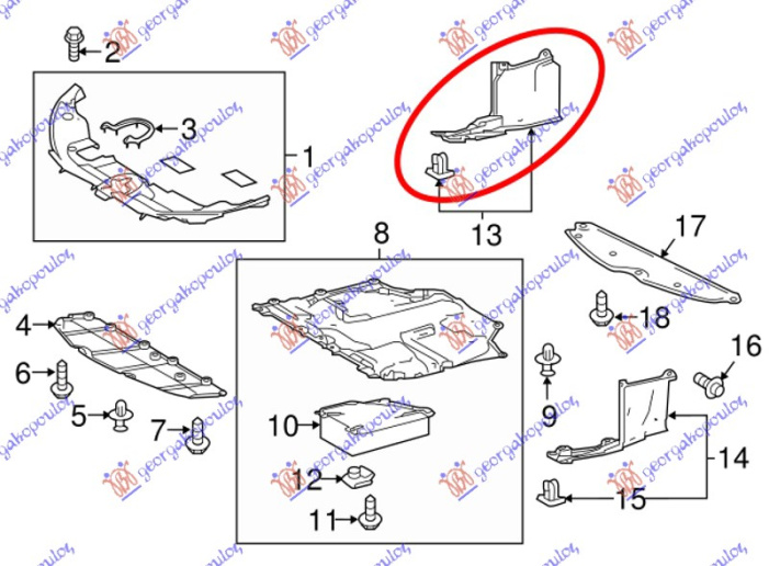 Mbrojtje/kapak nën motor (anësorë)