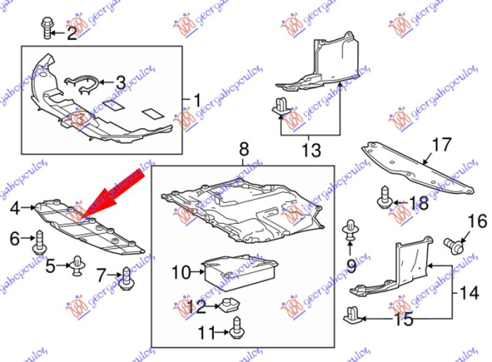 Mbrojtje/kapak nën parakolpin e përparmë plastik
